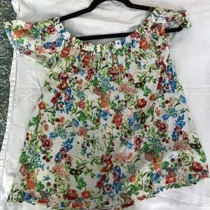 Floral and Butterfly Off the Shoulder Blouse